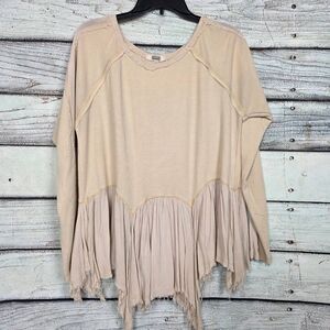 Gimmicks Waffle Knit Sharkbite Hem Top L